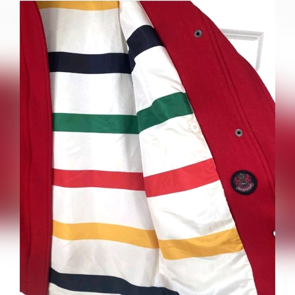 Pendleton Preppy Holiday Red Chore Barn Academia Wool Minimalist Pea Coat Medium - Picture 5 of 12